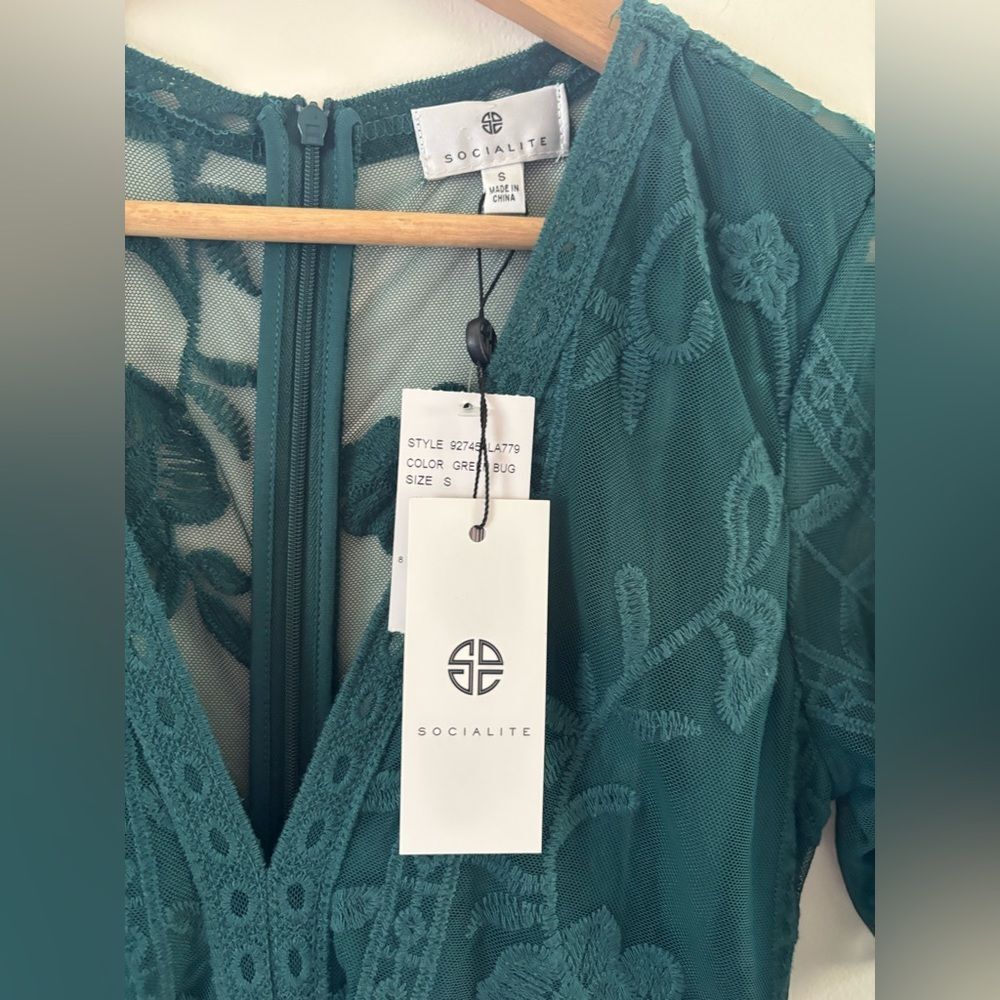 Socialite Teal Lace Maxi Romper Dress Small - Picture 7 of 13